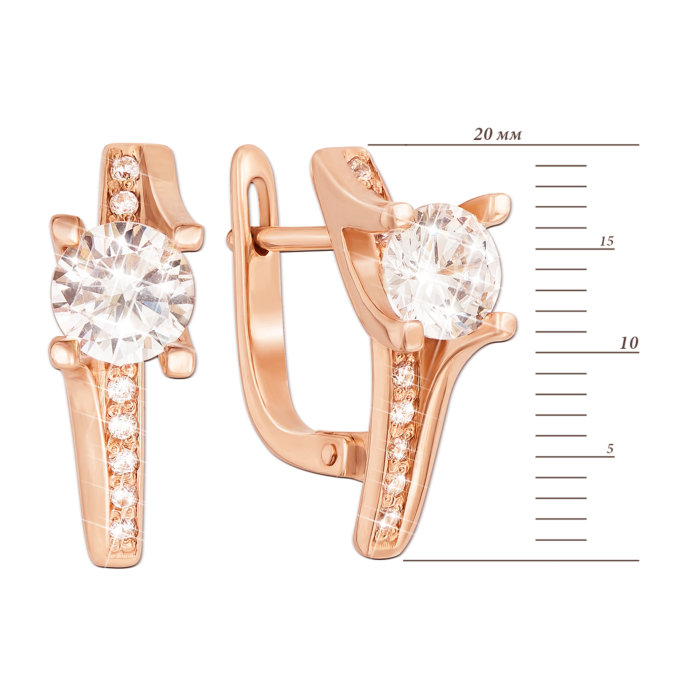 Золотые серьги с фианитами. Артикул 2878 к