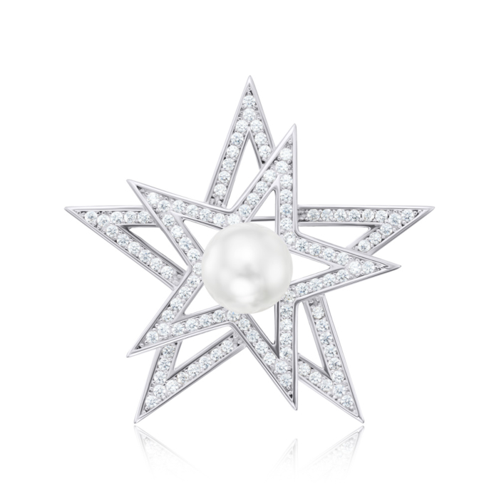 12345 Срібна брошка з перлиною та фіанітами. Артикул 2X00048-SH/12/2049 12345 грн6,932 12345