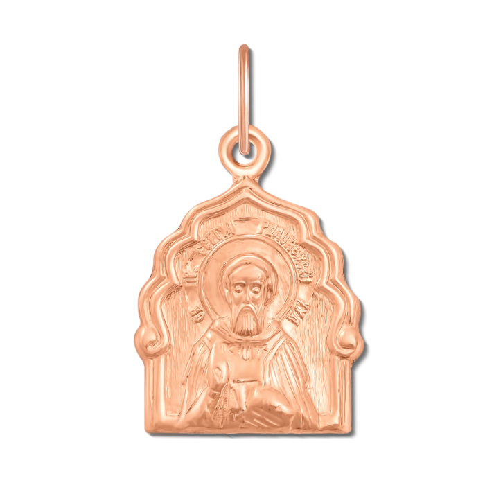 Золотая подвеска-иконка. Сергий Радонежский. Артикул 30772