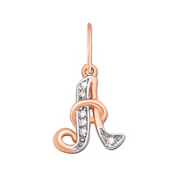 Золота підвіска «Літера А» з фіанітами. Артикул 31103/а