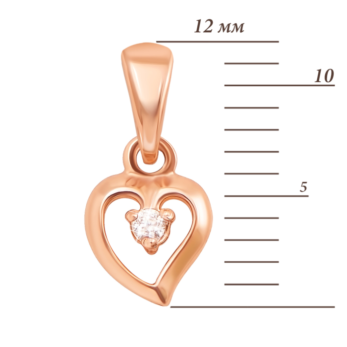 12345 Золота підвіска «Серце» з фіанітом. Артикул 31181 12345 грн1,829 12345