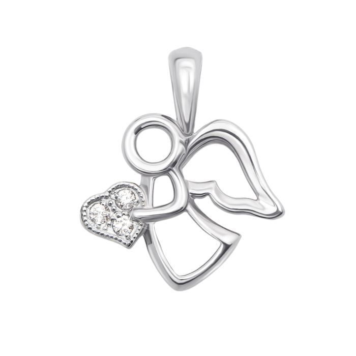 Золотая подвеска «Ангел» с фианитами. Артикул 31375/02/1/13