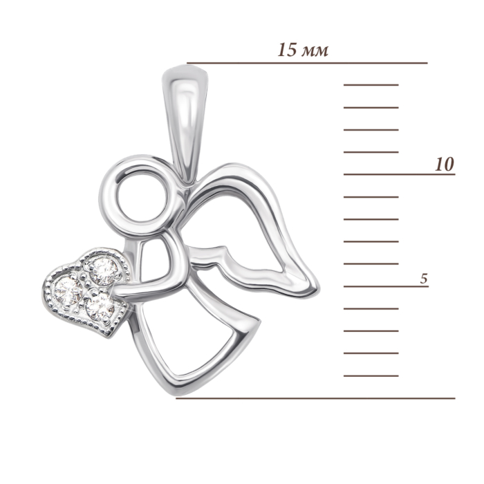 Золотая подвеска «Ангел» с фианитами. Артикул 31375/02/1/13