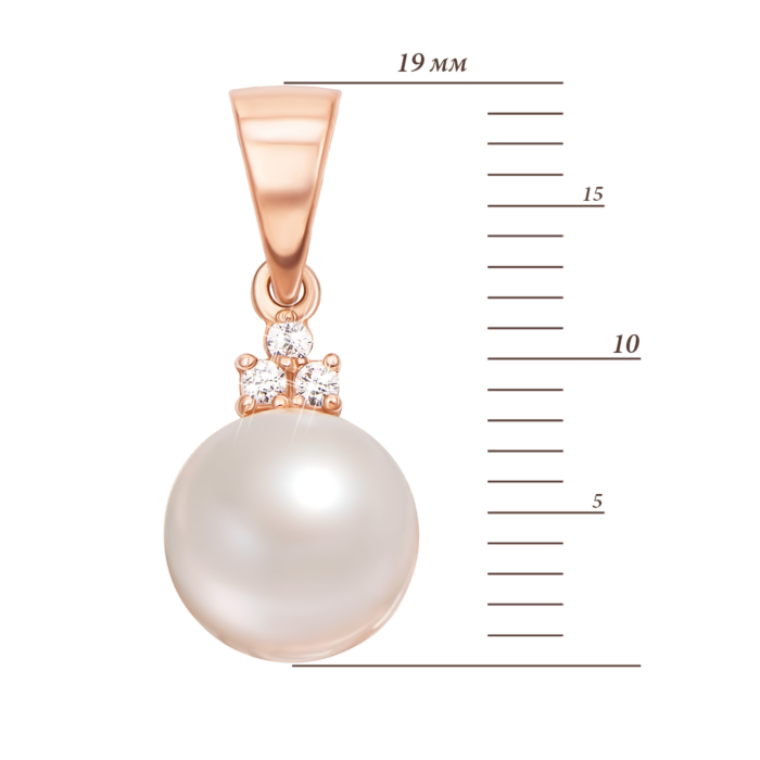 12345 Золота підвіска з перлиною і фіанітами. Артикул 31549 12345 грн8,593 12345