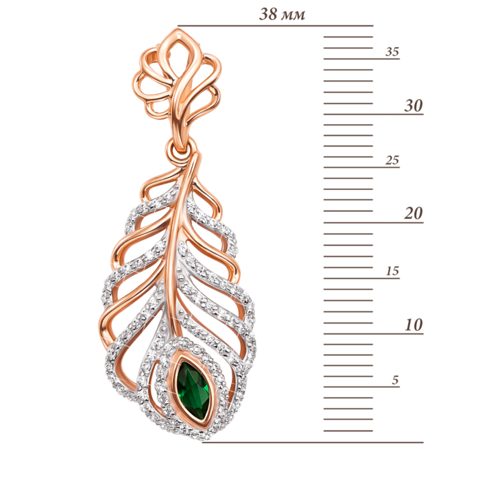 12345 Золота підвіска «Перо» з фіанітами. Артикул 31639/01/1/521 12345 грн16,071 12345