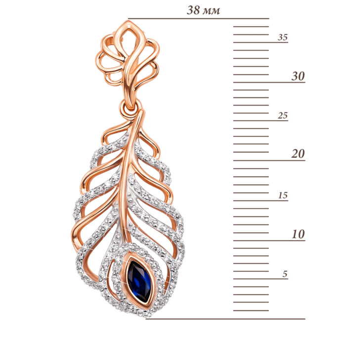 12345 Золота підвіска «Перо» з фіанітами. Артикул 31639/01/1/572 12345 грн17,129 12345