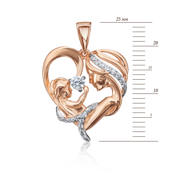 Золотая подвеска «Мама и ребенок» с фианитами. Артикул 31739/01/1/76