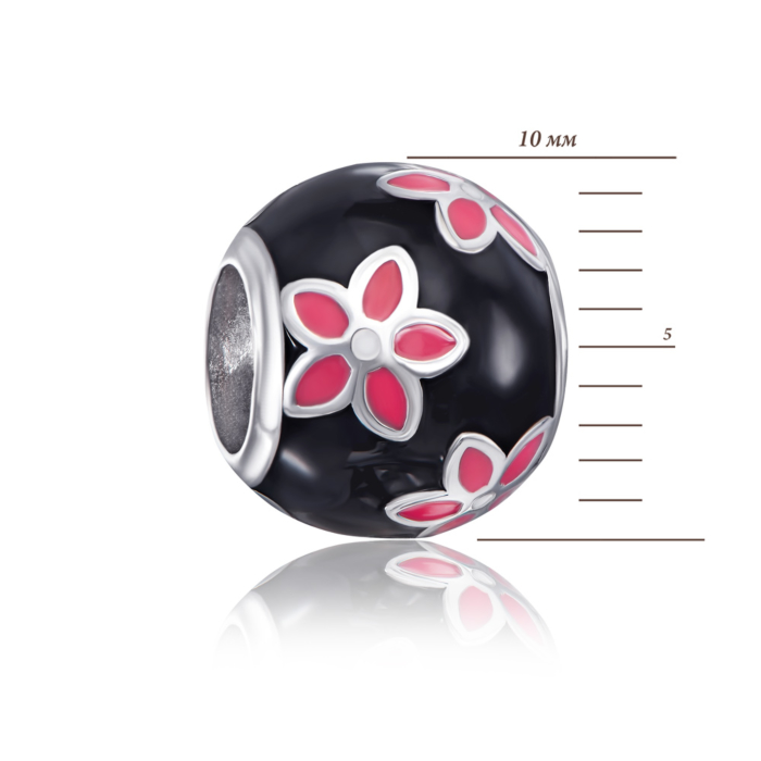 12345 Срібная намистина шарм «Квіточка» з емаллю. Артикул 35134/12/1/1310 12345 грн1,513 12345