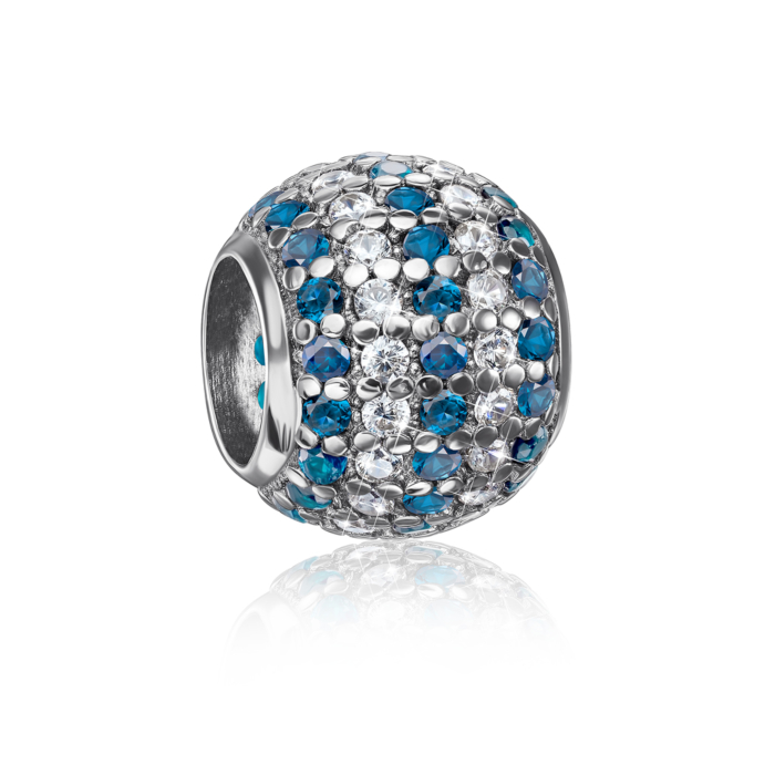 12345 Срібна намистина шарм з фіанітами. Артикул 35150-1/12/1/1445 12345 грн1,359 12345