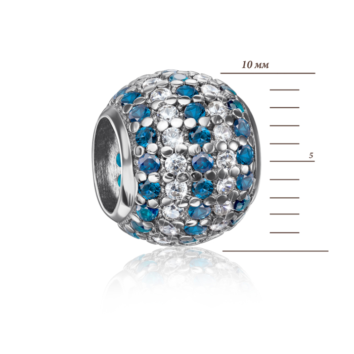 12345 Срібна намистина шарм з фіанітами. Артикул 35150-1/12/1/1445 12345 грн1,359 12345
