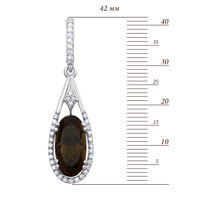 12345 Срібна підвіска з димчастим кварцом і фіанітами. Артикул 3682р 12345 грн2,085 12345