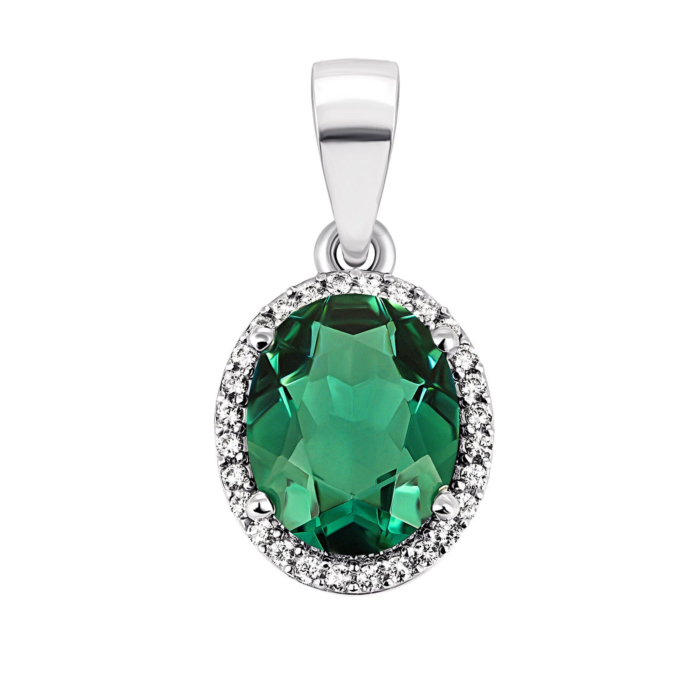 12345 Срібна підвіска з зеленим кварцом і фіанітами. Артикул UG53890р-QGR 12345 грн1,953 12345