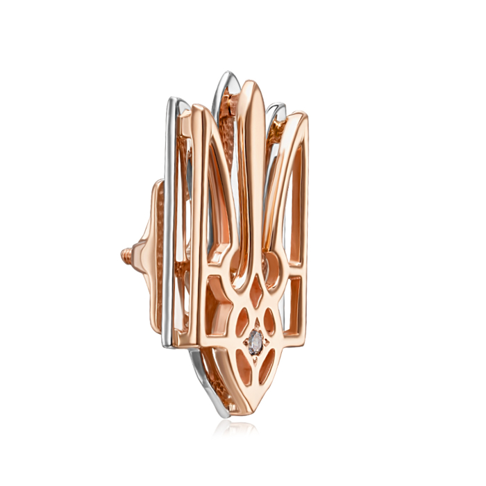 12345 Золотий значок «Тризуб» з фіанітом. Артикул 4034/01/1/46 12345 грн16,292 12345