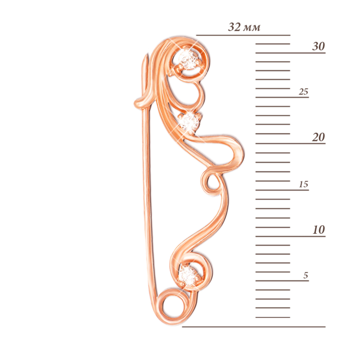 12345 Золота брошка-булавка з фіанітами. Артикул 4058 12345 грн4,892 12345