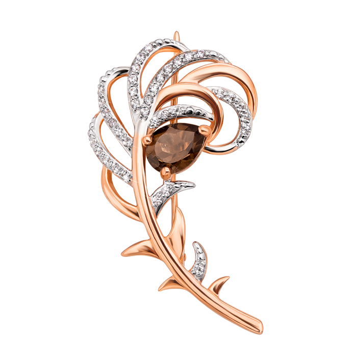 12345 Золота брошка з раухтопазом і фіанітами. Артикул 4095/дим.кварц 12345 грн14,037 12345