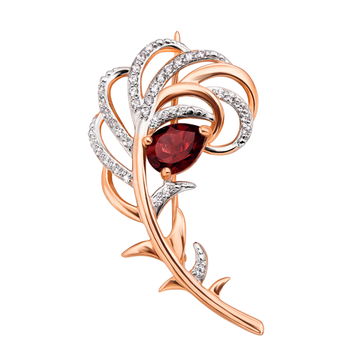 12345 Золота брошка з гранатом і фіанітами. Артикул 4095/гр 12345 грн18,733 12345