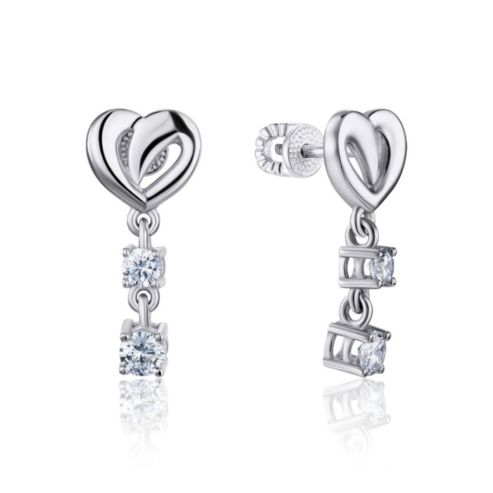 12345 Срібні сережки-пусети з фіанітами. Артикул 41163/12/1/77 12345 грн1,883 12345