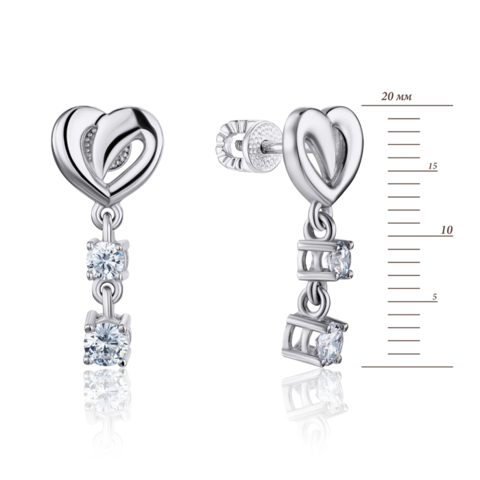 12345 Срібні сережки-пусети з фіанітами. Артикул 41163/12/1/77 12345 грн1,883 12345