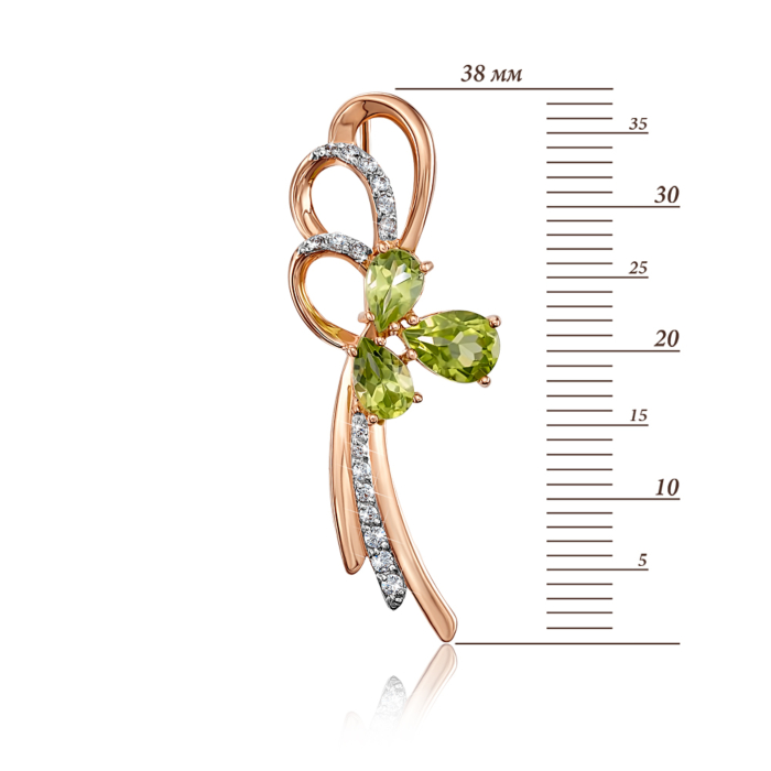 12345 Золота брошка з хризолітом і фіанітами. Артикул 4123/01/1/5731 12345 грн11,518 12345