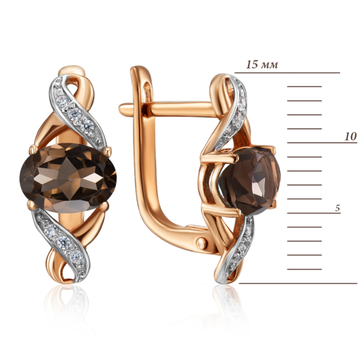 12345 Золоті сережки з раухтопазом і фіанітами. Артикул 50265/раух к 12345 грн9,963 12345