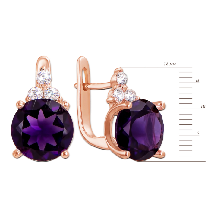 12345 Золоті сережки з аметистом і фіанітами. Артикул 50277/ам кп 12345 грн18,222 12345