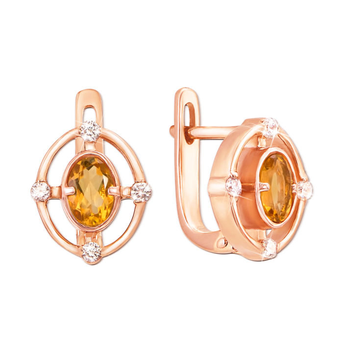 12345 Золоті сережки з цитрином і фіанітами. Артикул 50284/ц кп 12345 грн18,888 12345
