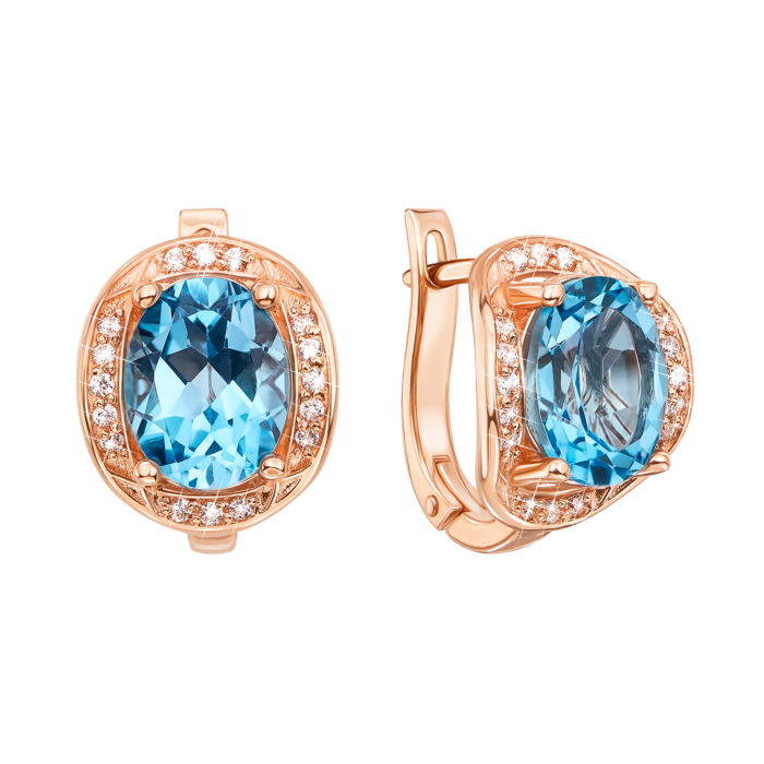 12345 Золоті сережки з топазом і фіанітами. Артикул 50291/топ к 12345 грн20,629 12345