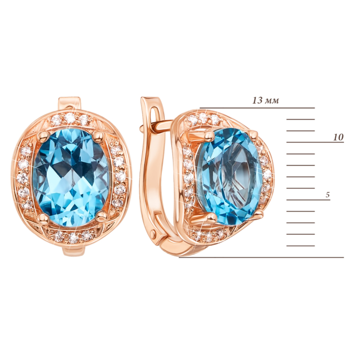 12345 Золоті сережки з топазом і фіанітами. Артикул 50291/топ к 12345 грн20,629 12345