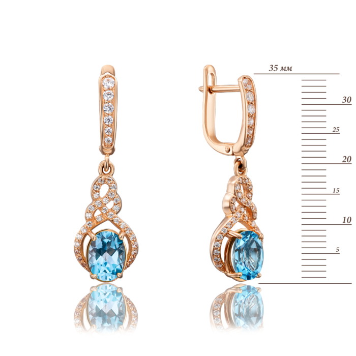 12345 Золоті сережки-підвіски з топазом і фіанітами. Артикул 50321/01/0/5066 12345 грн25,649 12345