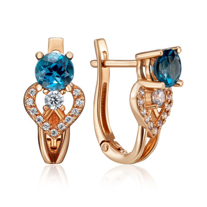 12345 Золоті сережки з лондон-топазом і фіанітами. Артикул 50326/01/0/5555 12345 грн17,340 12345