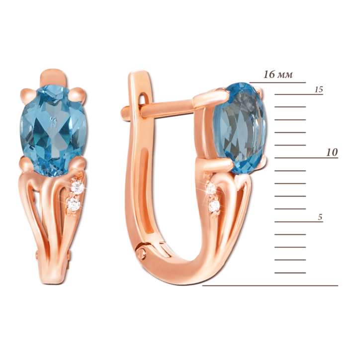 12345 Золоті сережки з топазом і фіанітами. Артикул 50343/топ к 12345 грн12,259 12345