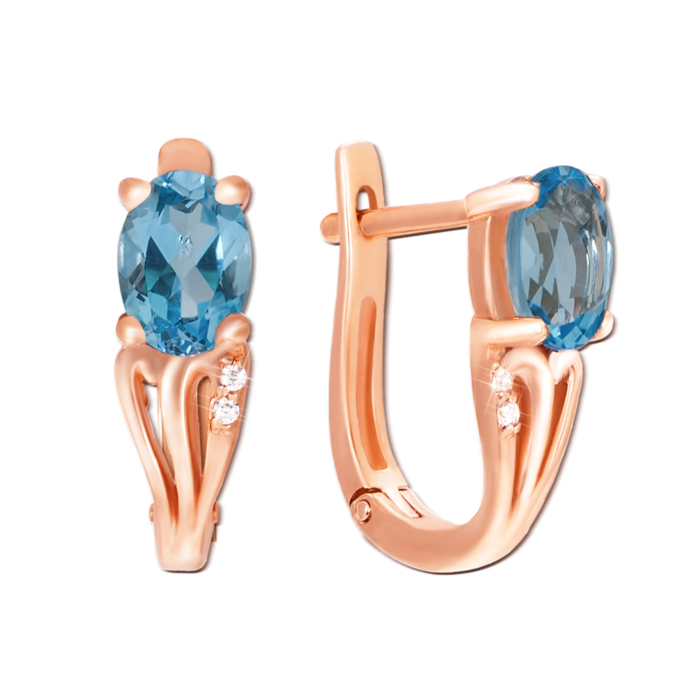 12345 Золоті сережки з топазом і фіанітами. Артикул 50343/топ к 12345 грн12,259 12345