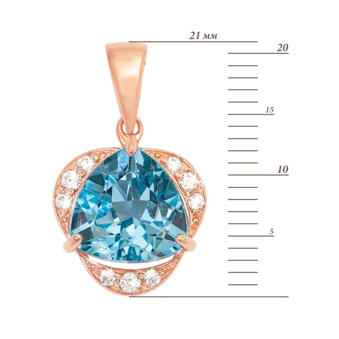 12345 Золота підвіска з блакитним топазом і фіанітами. Артикул 50440/топ кс 12345 грн12,873 12345