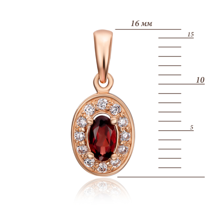 12345 Золота підвіска з гранатом і фіанітами. Артикул 50445/01/0/5369 (50445/гр кс) 12345 грн4,323 12345