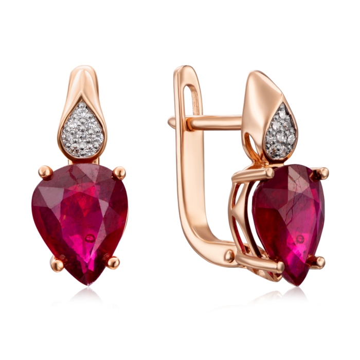 12345 Золоті сережки з рубінами і діамантами. Артикул 520012/01/1/10221 12345 грн42,875 12345
