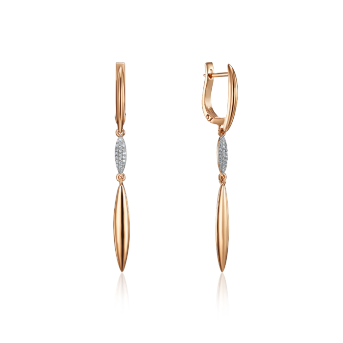 12345 Золоті сережки-підвіски з діамантами. Артикул 520015/01/1/8007 12345 грн30,221 12345