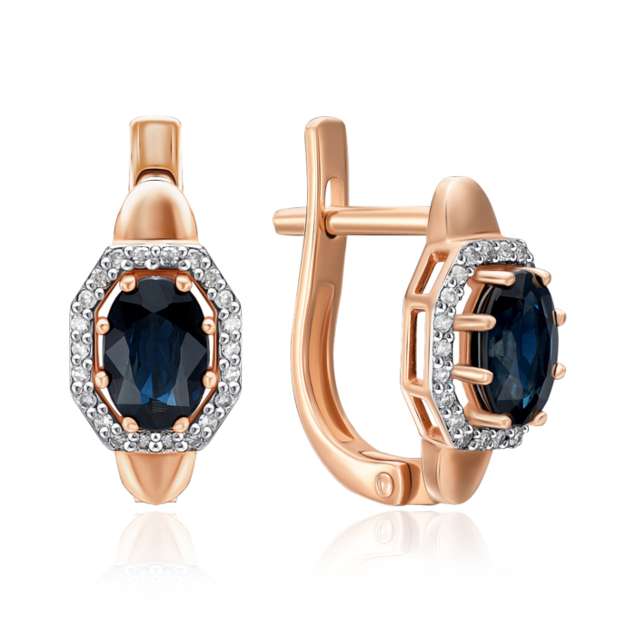 12345 Золоті сережки з сапфіром та діамантами. Артикул 520051/01/1/8121 12345 грн35,504 12345