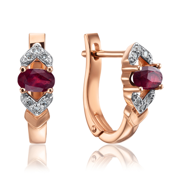 12345 Золоті сережки з рубіном і діамантами. Артикул 52702/1руб 12345 грн38,698 12345