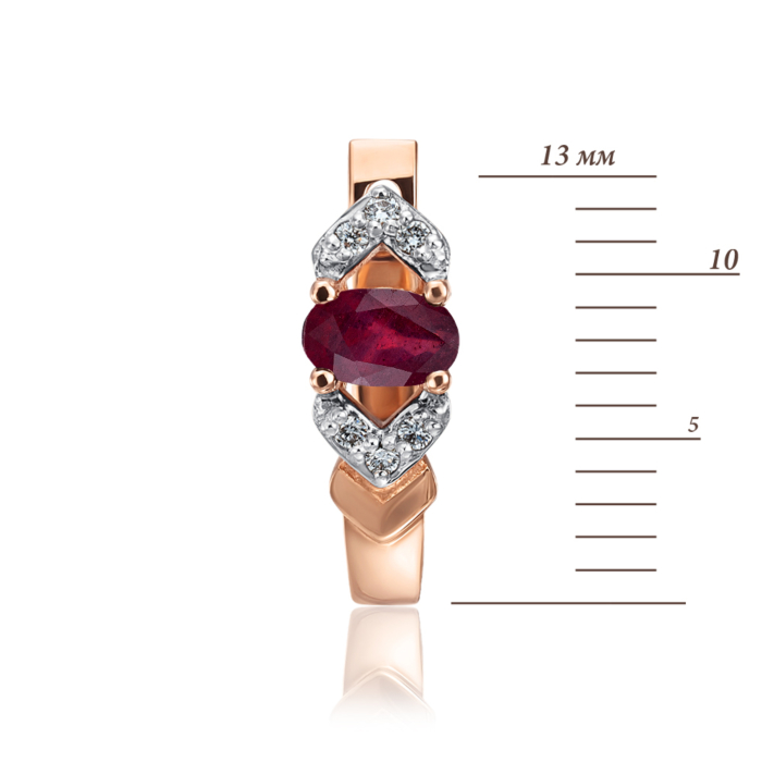 12345 Золоті сережки з рубіном і діамантами. Артикул 52702/1руб 12345 грн38,698 12345