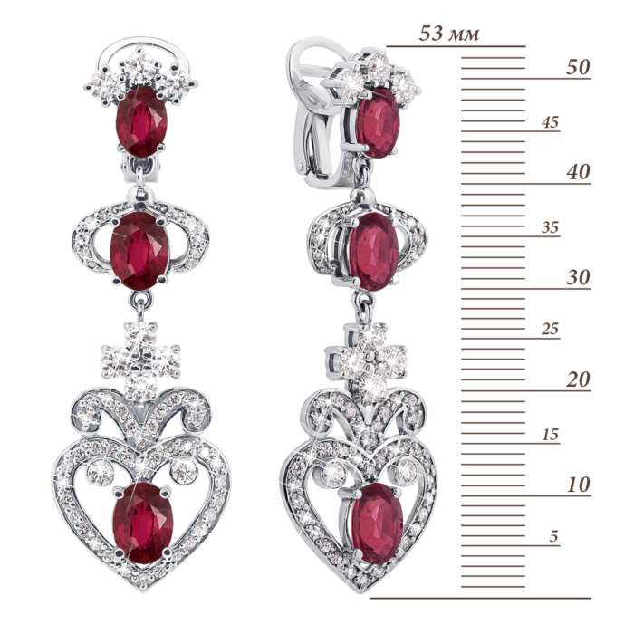 12345 Золоті сережки-підвіски з рубінами та діамантами. Артикул 52713/3б руб 12345 грн821,252 12345