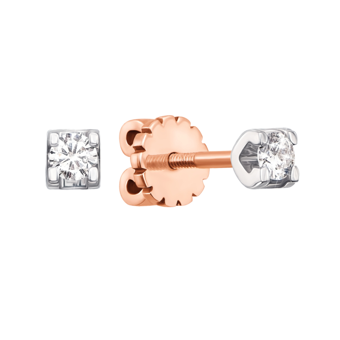 Золоті пусети з діамантами. Артикул 52756/2.5