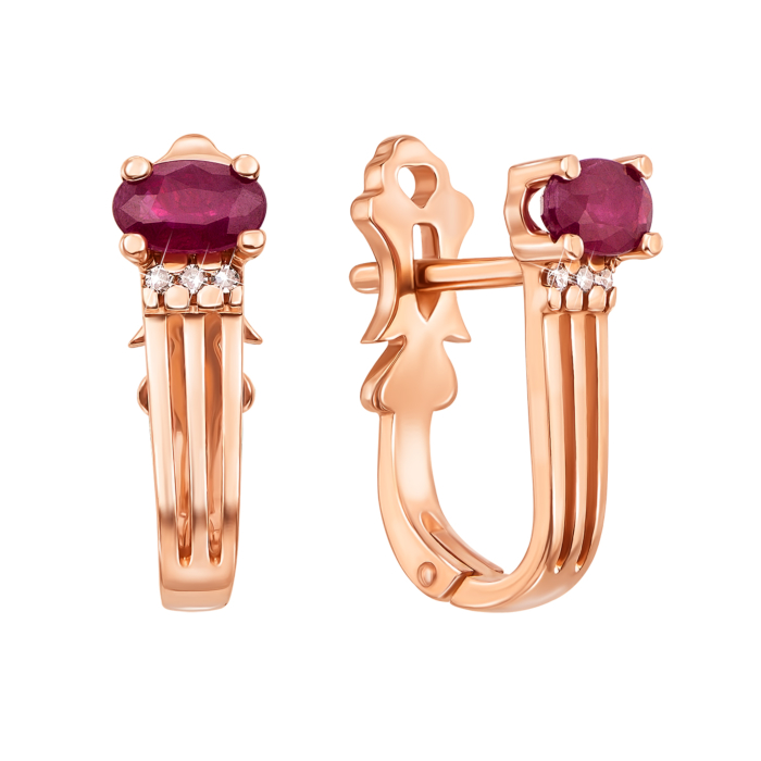 12345 Золоті сережки з діамантами та рубінами. Артикул 52783/0.8Sруб 12345 грн29,607 12345