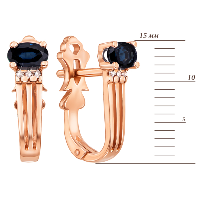 12345 Золоті сережки з діамантами і сапфіром. Артикул 52783/0.8Sсап 12345 грн23,464 12345