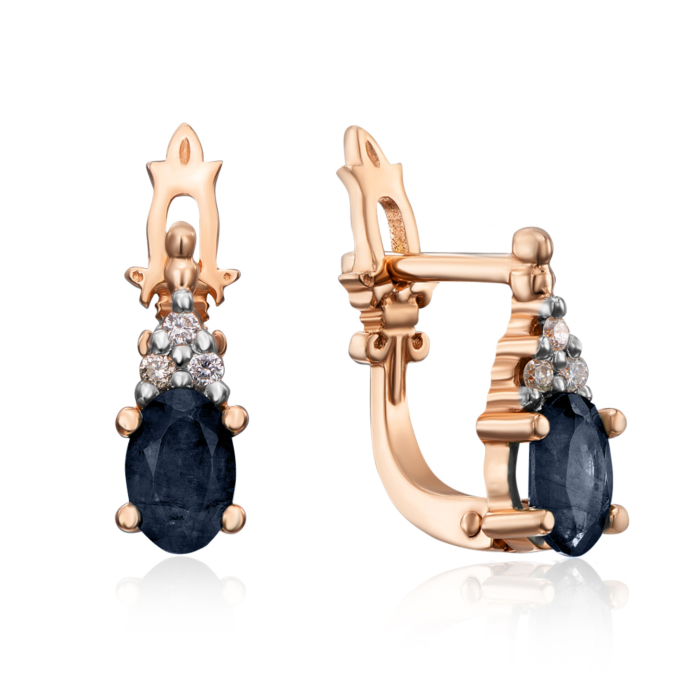 12345 Золоті сережки з сапфіром і діамантами. Артикул 52818/1.5 сап 12345 грн36,609 12345
