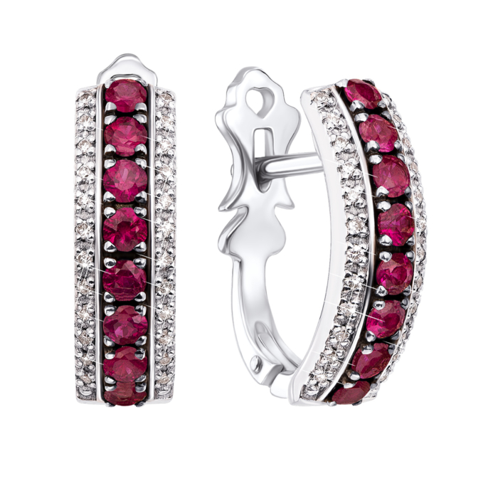 12345 Золоті сережки з діамантами і рубінами. Артикул 52864/0.8S б руб 12345 грн45,455 12345