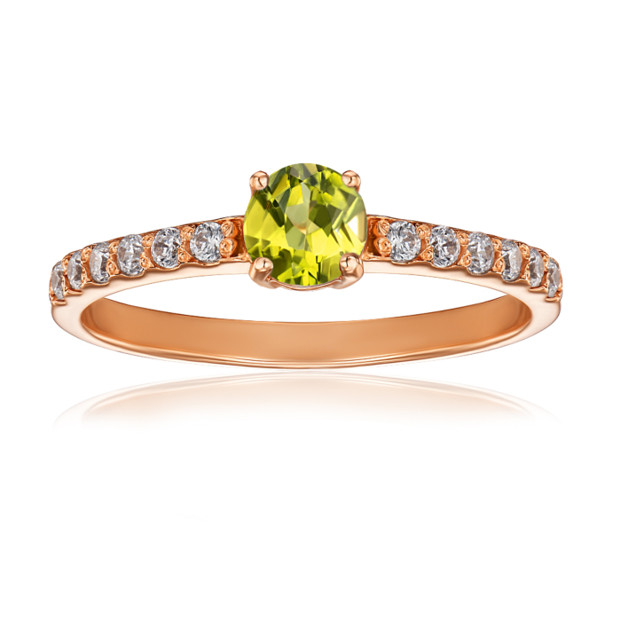 12345 Золота каблучка з хризолітом і фіанітами. Артикул 530007/хр с 12345 грн8,502 12345