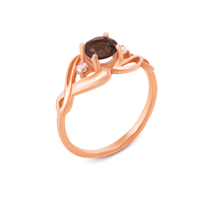 12345 Золота каблучка з раухтопазом і фіанітами. Артикул 530160/раух сп 12345 грн5,722 12345