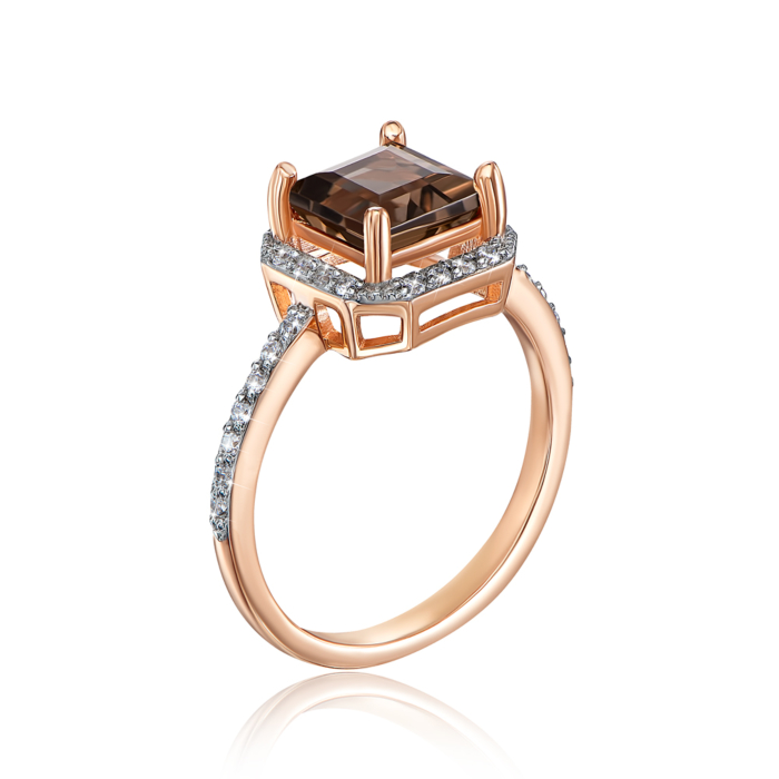 12345 Золота каблучка з раухтопазом і фіанітами. Артикул 530212/01/1/5616 12345 грн8,666 12345