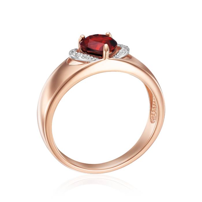 12345 Золота каблучка з гранатом та фіанітами. Артикул 530240/01/1/5619 12345 грн15,563 12345