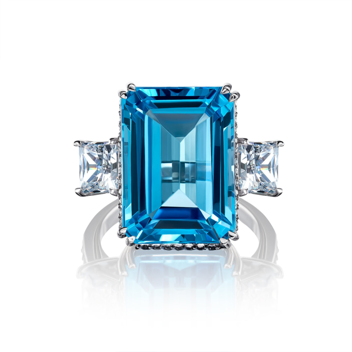 12345 Золота каблучка з топазом Swiss та фіанітами S, Tesori. Артикул 530244/02/1/7899 12345 грн55,333 12345